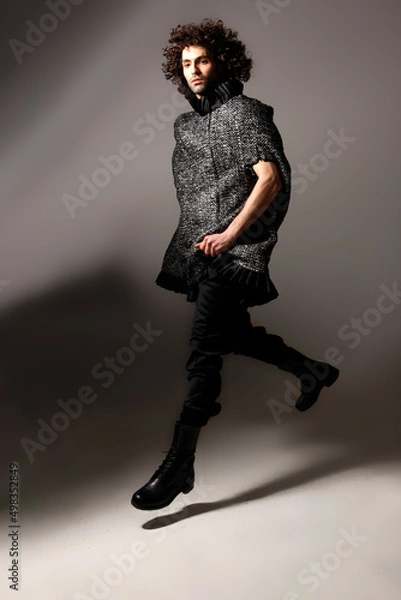 Fototapeta Fashion Model Posing, In Motion In Studio