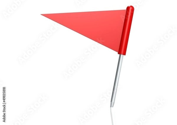 Fototapeta Red triangle flag pin