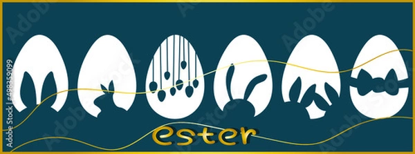 Obraz Easter contrasting silhouettes of eggs and rabbits