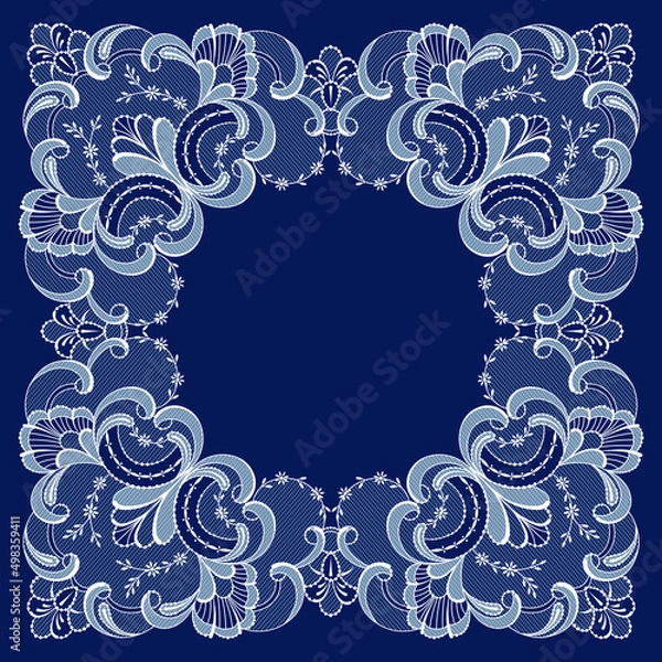 Obraz Lace square decoration frame. Lace background. Vector illustration