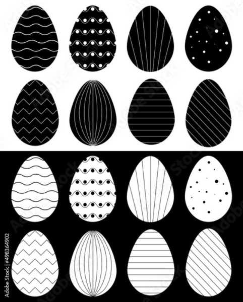 Fototapeta Vector Easter pattern with Easter egg drawings. Easter egg. Ornament easter eggs set. vector illustration.
