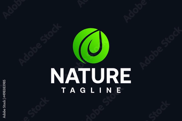 Obraz Nature minimal leaf in circle logo design