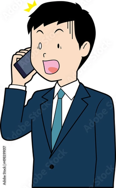 Fototapeta 電話で驚く男性ビジネスマン