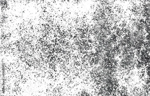 Fototapeta Grunge black and white pattern. Monochrome particles abstract texture. Background of cracks, scuffs, chips, stains, ink spots, lines. Dark design background surface.

