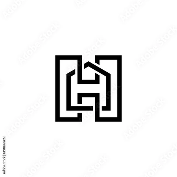 Fototapeta h initial home logo design vector template