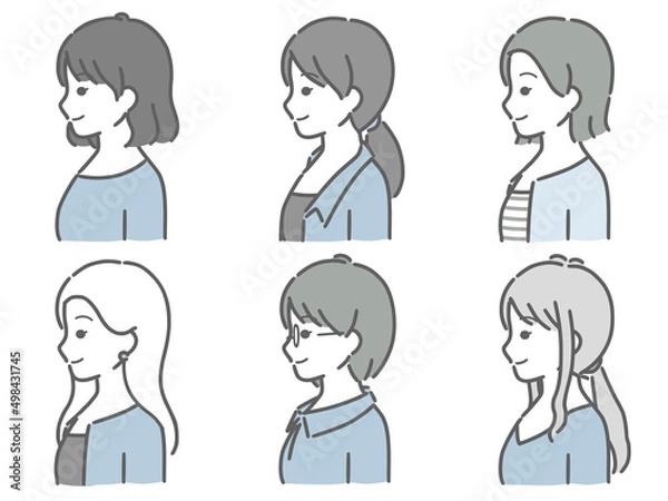 Fototapeta 若い女性の横向き上半身セット（私服）