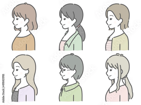 Fototapeta 若い女性の横向き上半身セット（私服）