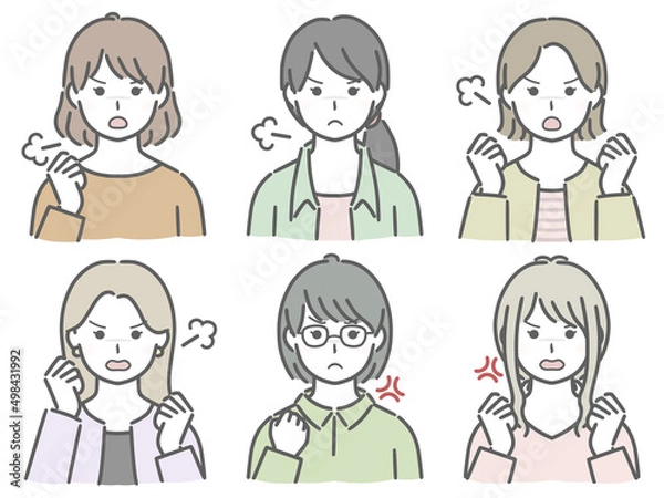 Fototapeta 怒る若い女性の上半身セット（私服）