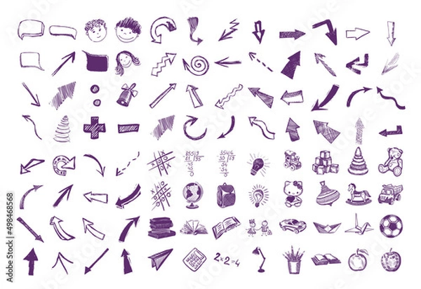 Fototapeta Isolated vector hand drawn arrows set on a white background