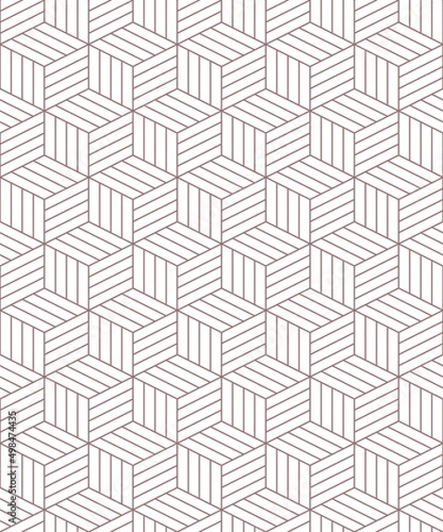 Fototapeta Seamless gray abstract pattern isometric cubes. Vintage and retro 3d minimal geometric shape background. Eps 10 wall art texture illustration.