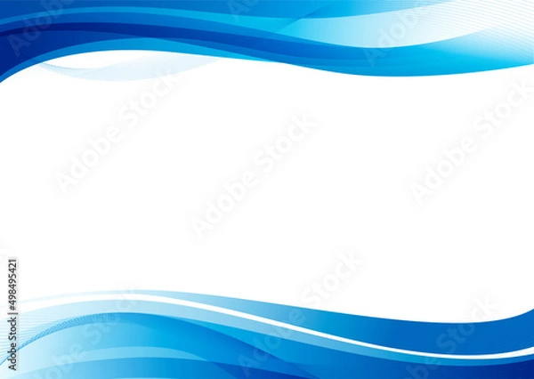 Obraz A3見開きサイズ／上下波形／抽象直線背景／ブルー