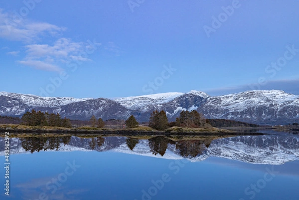 Fototapeta Spring and beautiful evening atmosphere in Brønnøysund,Helgeland,Northern Norway,scandinavia,Europe