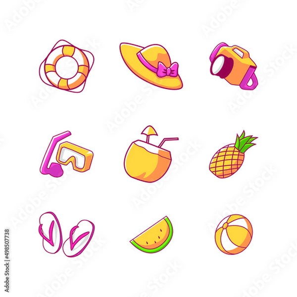 Fototapeta summer item set bundle vector illustration design