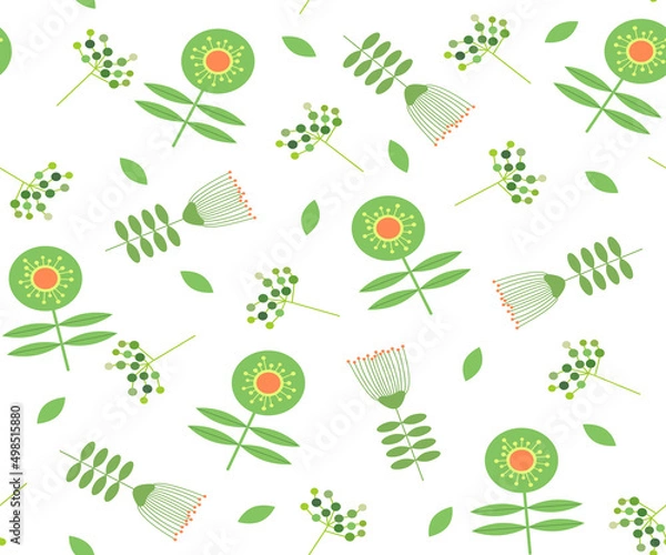 Obraz seamless background with flowers and plants	