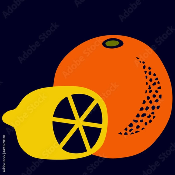 Obraz An orange and half a lemon lie side by side
