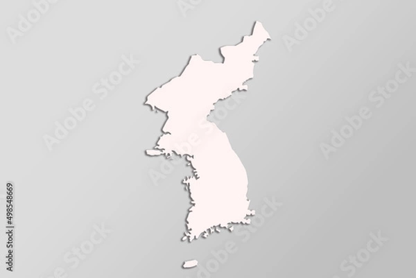 Fototapeta White background and illustration map of Korea