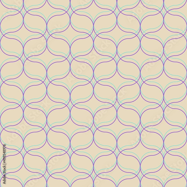 Fototapeta Bright ogee seamless pattern. Abstract stylized vector background with scallop shape motifs and wavy lines. Moroccan scales mosaic wallpaper print