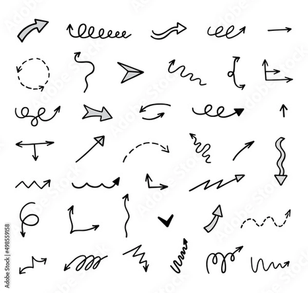 Fototapeta Vector set of hand drawn arrows, elements for presentation