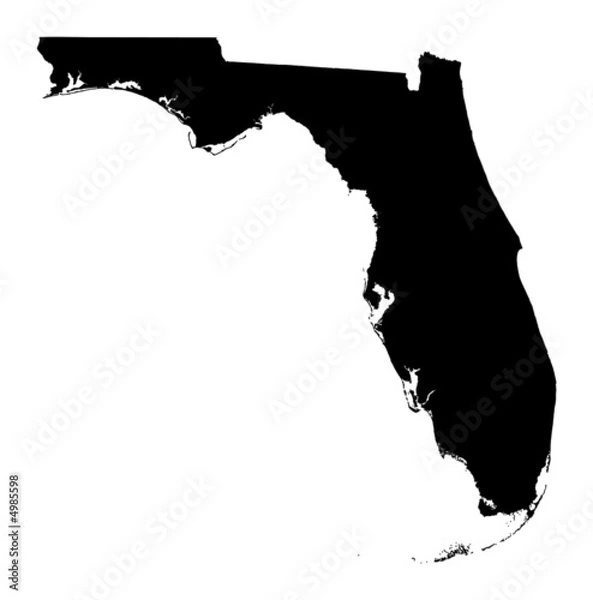 Obraz Detailed b/w map of Florida, USA