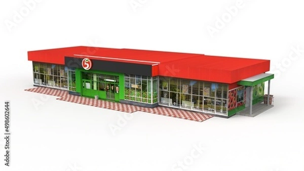 Obraz Shopping center render on a white background. 3D rendering