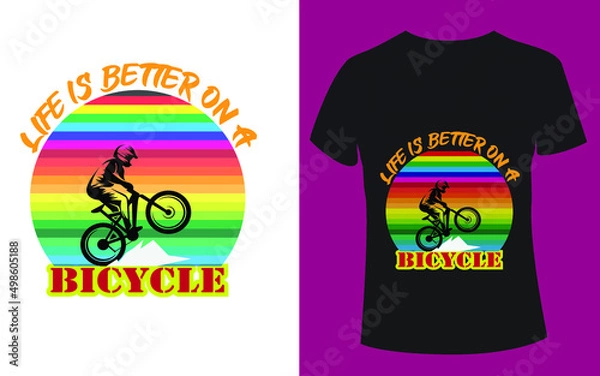 Fototapeta life is better with a bicycle typography t shirt design for printing victor file .