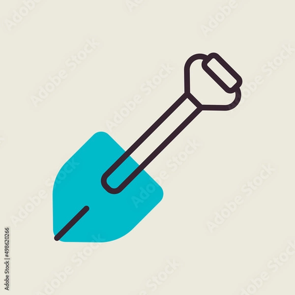 Fototapeta Camping shovel for expedition icon vector