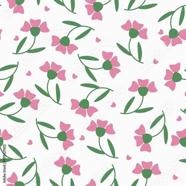 Obraz flowers pattern seamless flat style vector