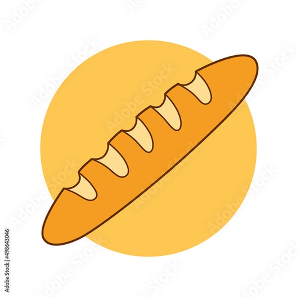 Fototapeta Baguette bread loaf icon cartoon vector
