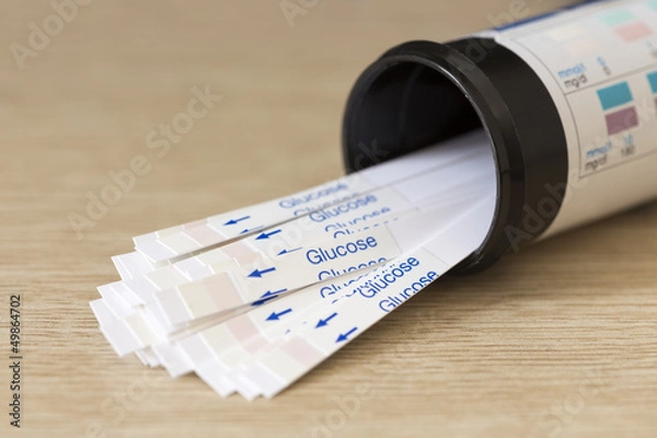 Fototapeta Bottle of Indicator Strips For Blood Glucose Testing