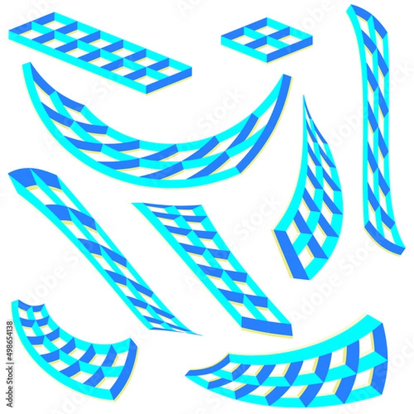 Fototapeta Abstract Blue 3D Shapes for website, graphic design, fully editable.
