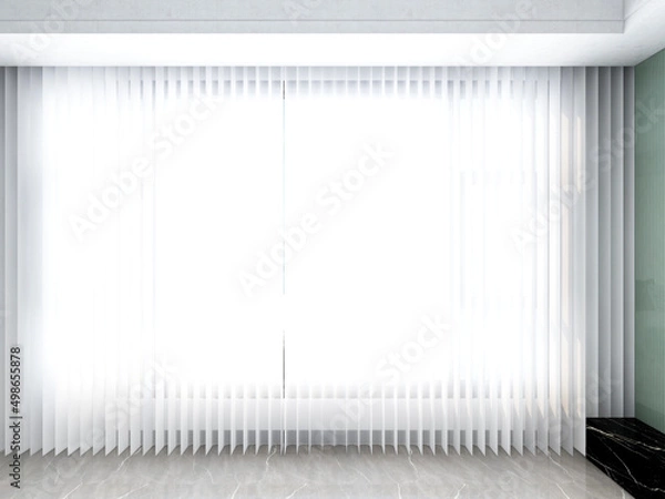 Fototapeta 3D rendering, clean and tidy modern living room design, entrance with shoe cabinet, sofa, TV, table, leisure chair and other facilities