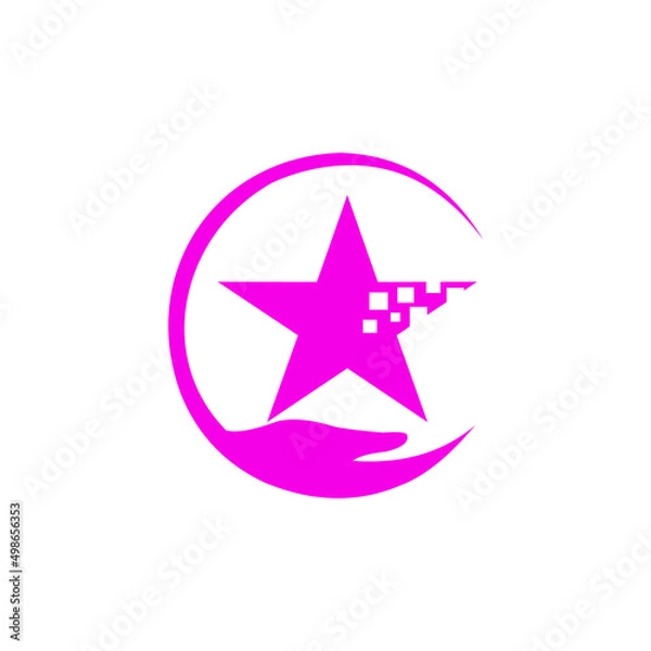 Obraz star and hand logo design