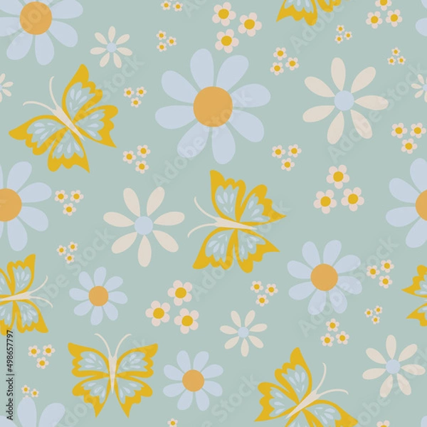 Obraz butterfly flower seamless vector pattern
