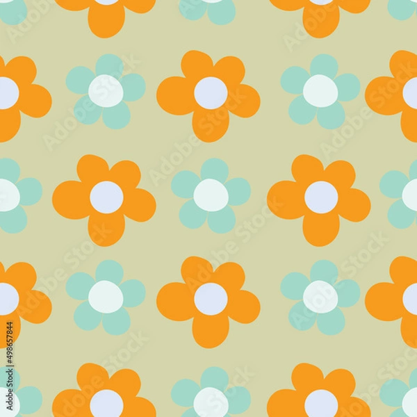 Obraz Checkered flower Mod Retro Floral Print seamless repeat vector repeating pattern