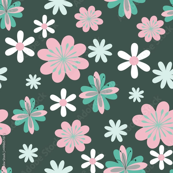 Obraz Confetti floral seamless vector pattern
