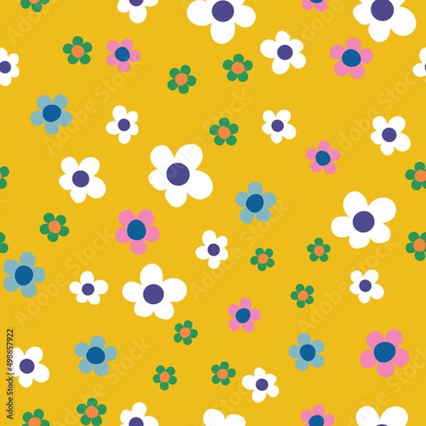 Obraz  Summer Mod Retro Flower Print seamless repeating vector pattern