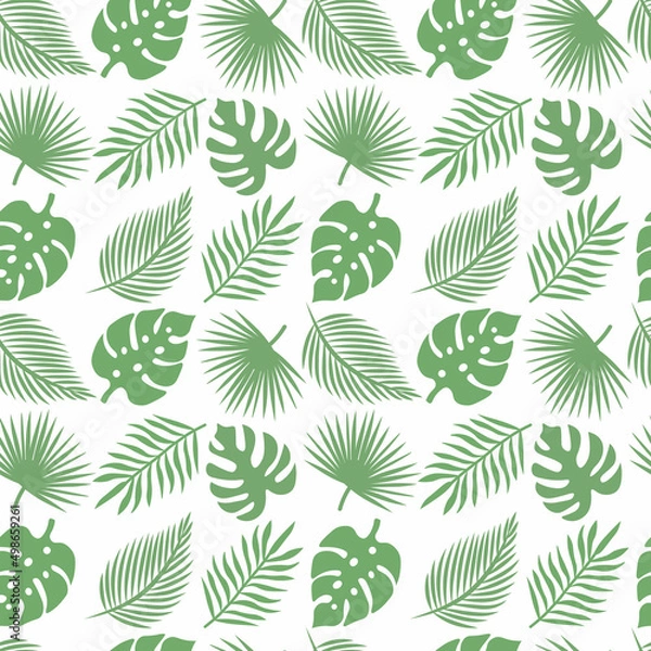Obraz Tropical Animals and Leaves seamless pattern