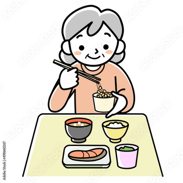 Fototapeta 食事をするシニア女性