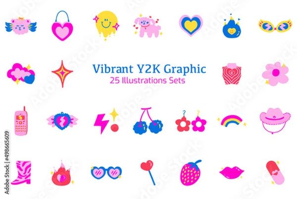 Obraz Vibrant Y2k Graphic Illustration Sets