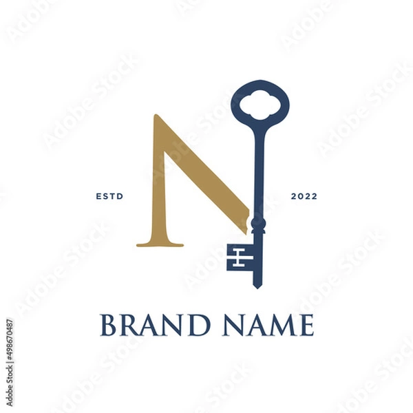Fototapeta Initial N Elegant Key