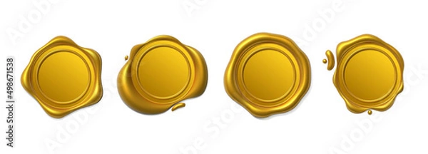 Obraz Seal wax 3d. Wax candle stamp. Realistic vector render design elements.