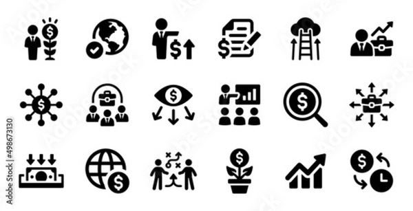 Fototapeta Business finance icon collection. Vector illustration