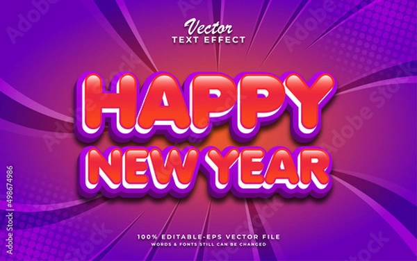 Obraz Happy new year 3d editable text effect design