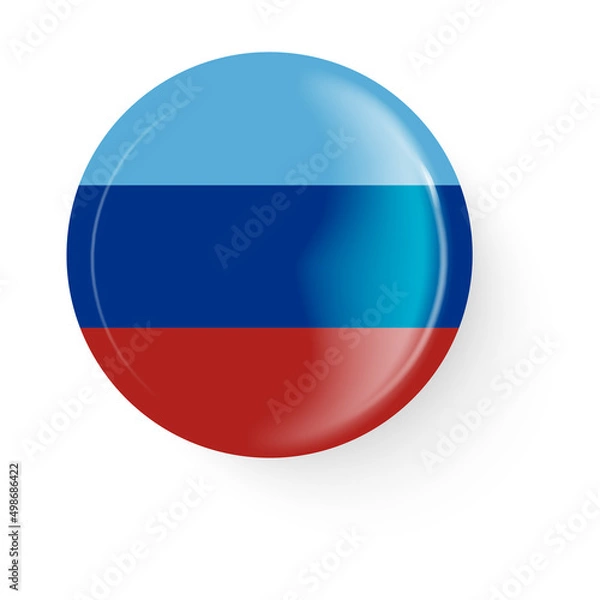Fototapeta Round flag of the Lugansk Peoples Republic. Pin button. Pin brooch icon, sticker. 3D vector style.