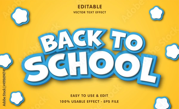 Fototapeta back to school editable text effect with modern and simple style, usable for logo or campaign title