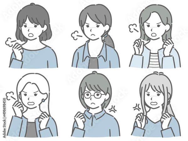 Fototapeta 怒る若い女性の斜め向き上半身セット（私服）