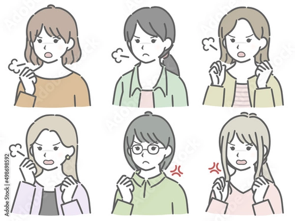 Fototapeta 怒る若い女性の斜め向き上半身セット（私服）