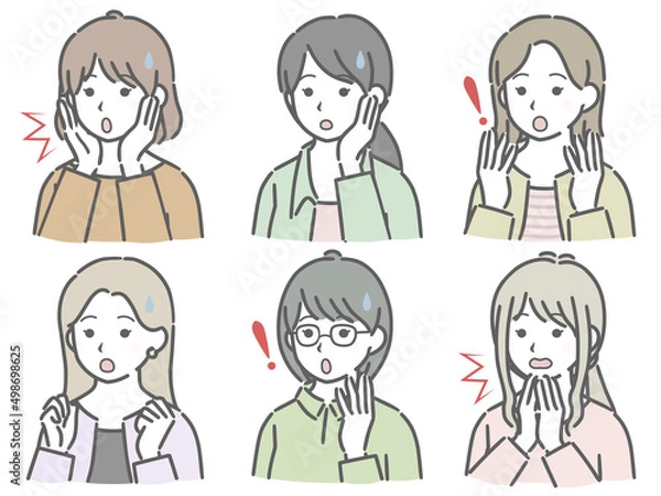 Fototapeta 驚く若い女性の上半身セット（私服）