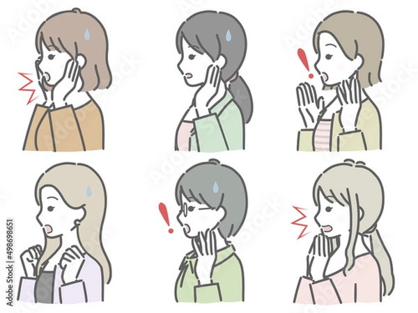 Fototapeta 驚く若い女性の横向き上半身セット（私服）