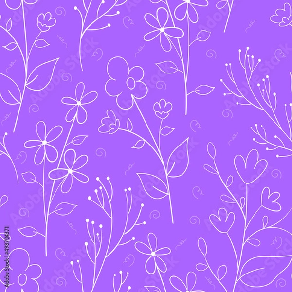 Fototapeta New seamless pattern with flowers for design. Small colorful multicolor flowers. EPS, vector, illustration, light background.